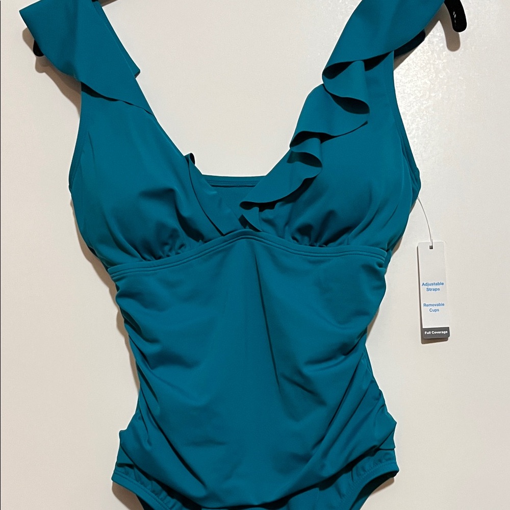 Time and Tru Teal One Piece Swimsuit